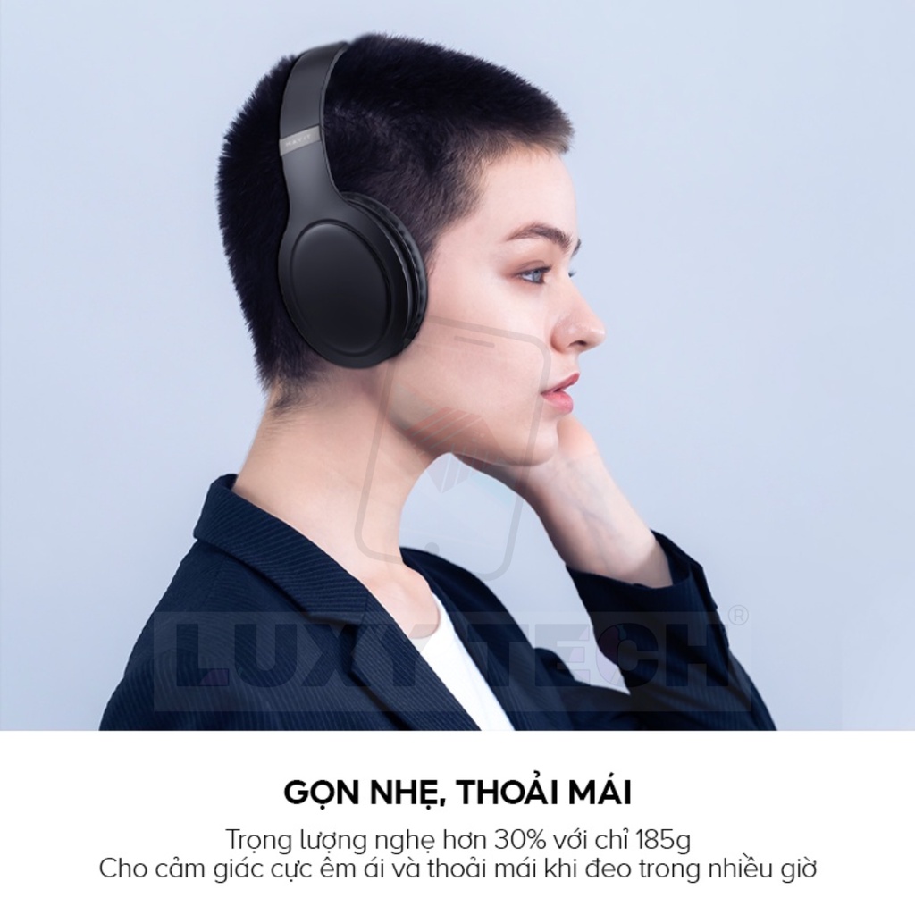 Tai Nghe Headphone Bluetooth HAVIT H633BT, Công Thái Học, Led RGB, Nghe Đến 22H - Chính Hãng BH 12 Tháng