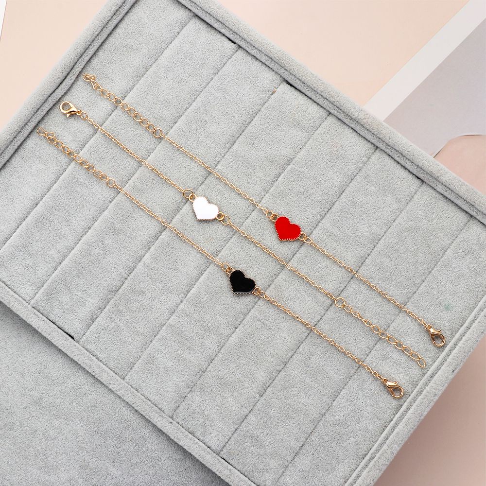 Vòng Đeo Tay Kiểu Xích Đính Mặt Hình Trái Tim Nhiều Màu Tùy Chọn Thời Trang Dành Cho Nữ