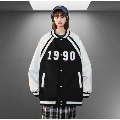 ÁO KHOÁC BOMBER NỮ FOM RỘNG PHỦ MÔNG  THỜI TRANG 1990