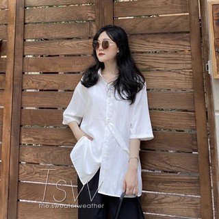 Áo sơ mi lụa cộc tay kèm dây buộc eo lyn
