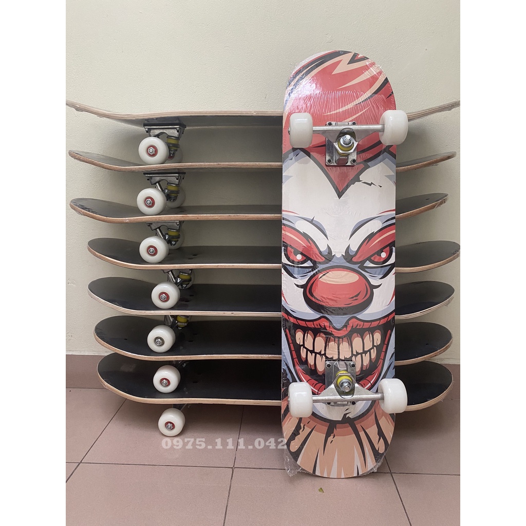 Ván Trượt Skateboard - Bánh Phát Sáng, Mặt Nhám Cao Cấp Gỗ Phong Ép 7 Lớp