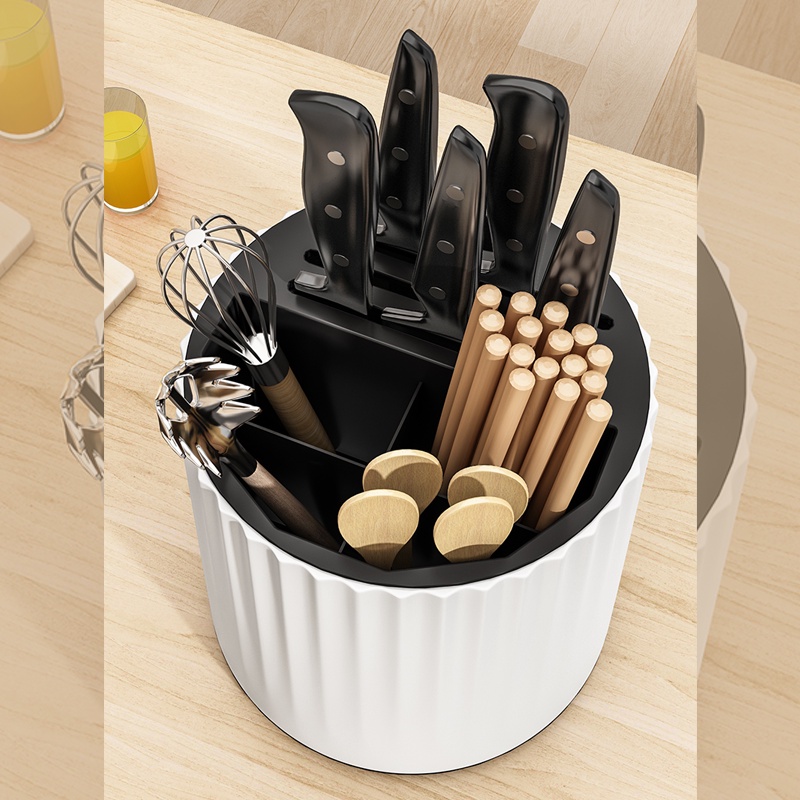 Ống Đựng Dao Đũa  Muỗng Cao Cấp, Hôp Đựng Đũa Xoay 360* Có Khay Hứng Ráo Nước Tháo Rời Canashop