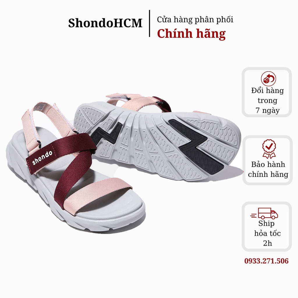 Giày sandal nữ Shondo F6 sport ombre đỏ đô F6S2162 Shondo chính hãng