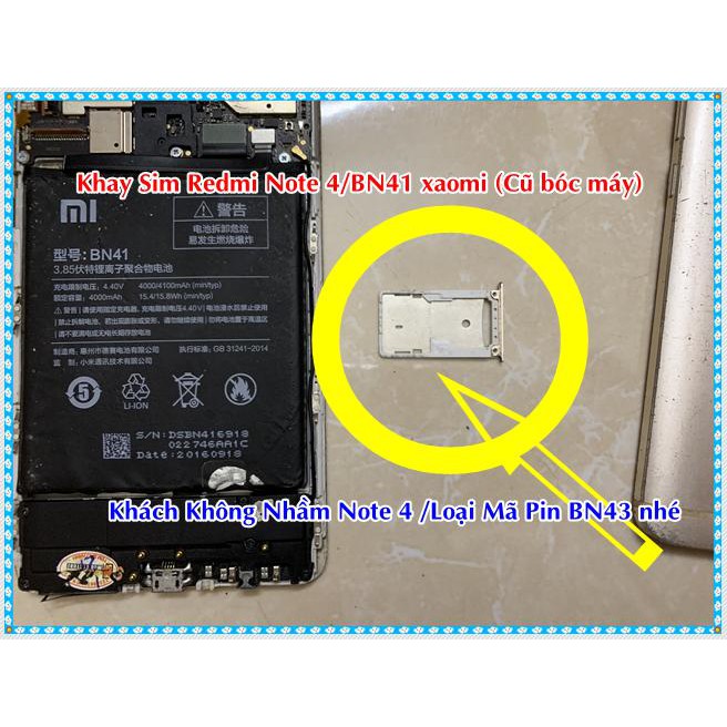 Khay Sim Redmi Note 4 -BN41- Xiaomi