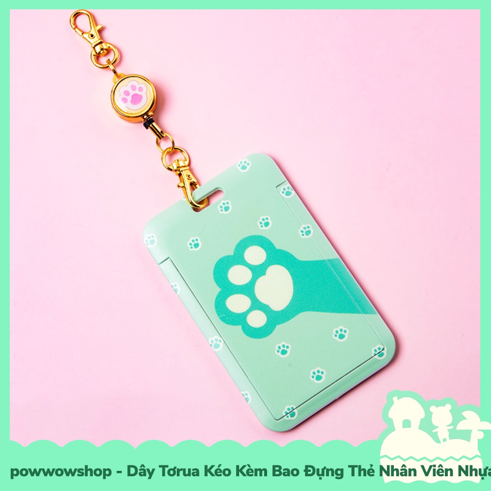 [Sẵn VN - Hỏa Tốc] Dây Móc Tơrua Kéo Bao Đựng Thẻ Nhân Viên Phong Cách Chân Mèo Cat Paw Đáng Yêu