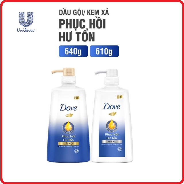 Dầu Gội/Xả Dove Phục Hồi Hư Tổn 610g/640g