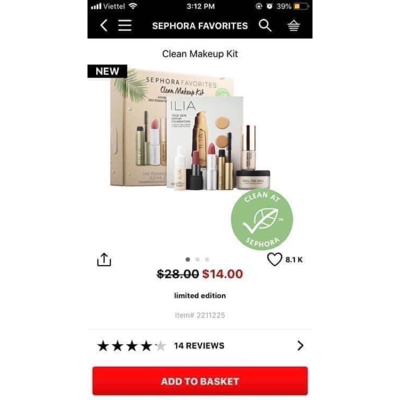 Set Se.phora Clean Makeup Kit gồm 7 sản phẩm