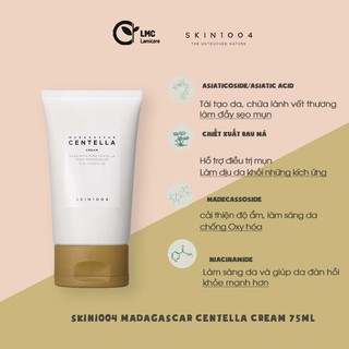 Kem dưỡng ẩm, giảm mụn, phục hồi da mụn và nhạy cảm Chiết Xuất Rau Má Skin1004 Madagascar Centella 75ml