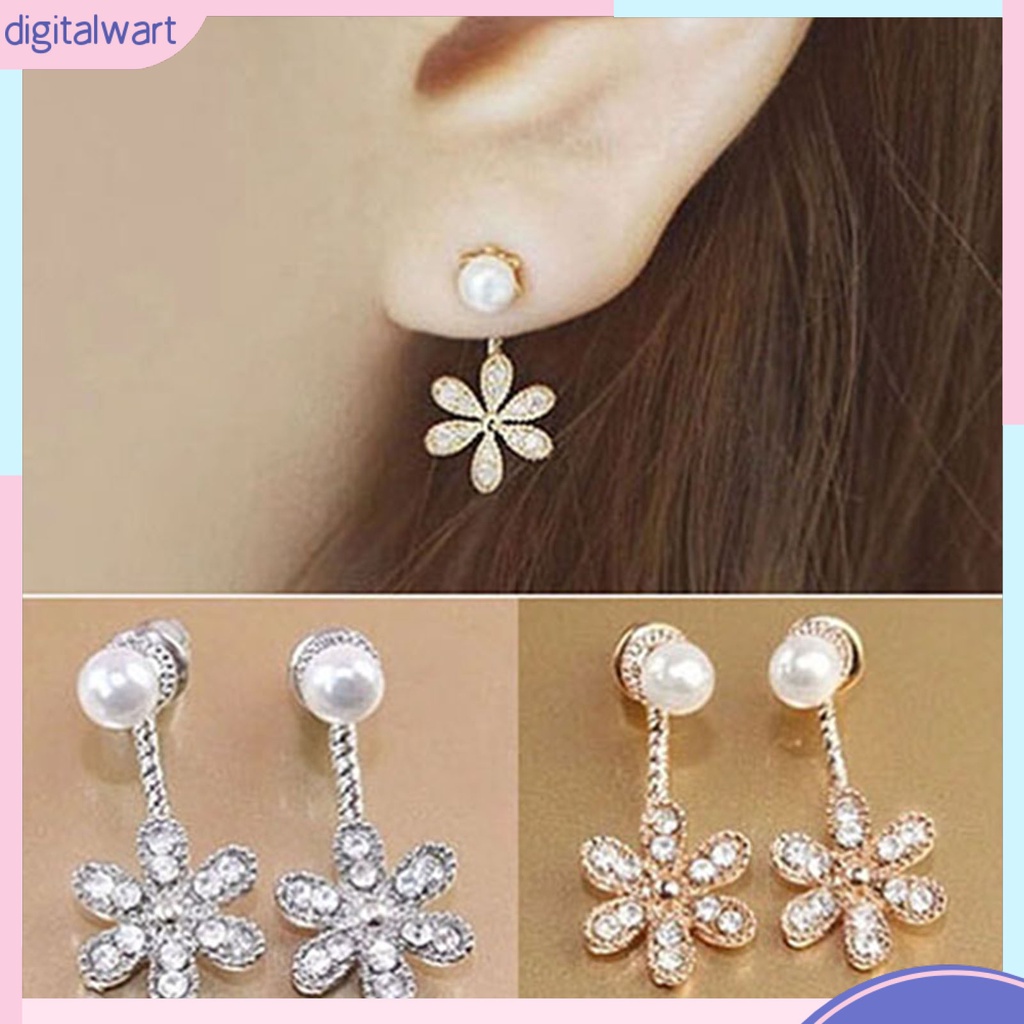 Khuyên tai hợp kim hình hoa đính đá xinh xắn cho nữ