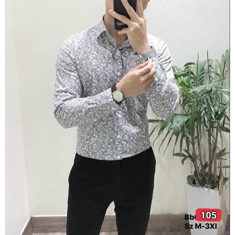 Áo sơ mi nam in sọc in hoa mẫu mới về