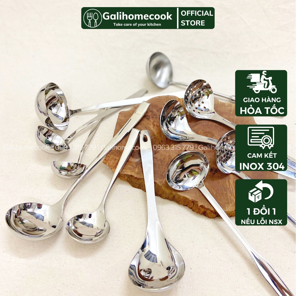 Muôi canh inox 304 cán ngắn (Muôi múc Canh) phong cách Hàn Quốc | GaliHomecook Soup ladle MC Gali