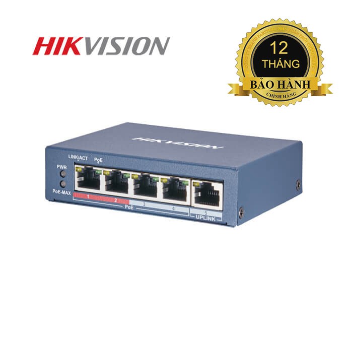 Switch Poe HIKVISION 4 cổng DS-3E0105P-E/M(B) chuyên dùng cho camera IP , Thiết bị mạng ( xám)- C02- Bảo hành 24 Tháng | BigBuy360 - bigbuy360.vn