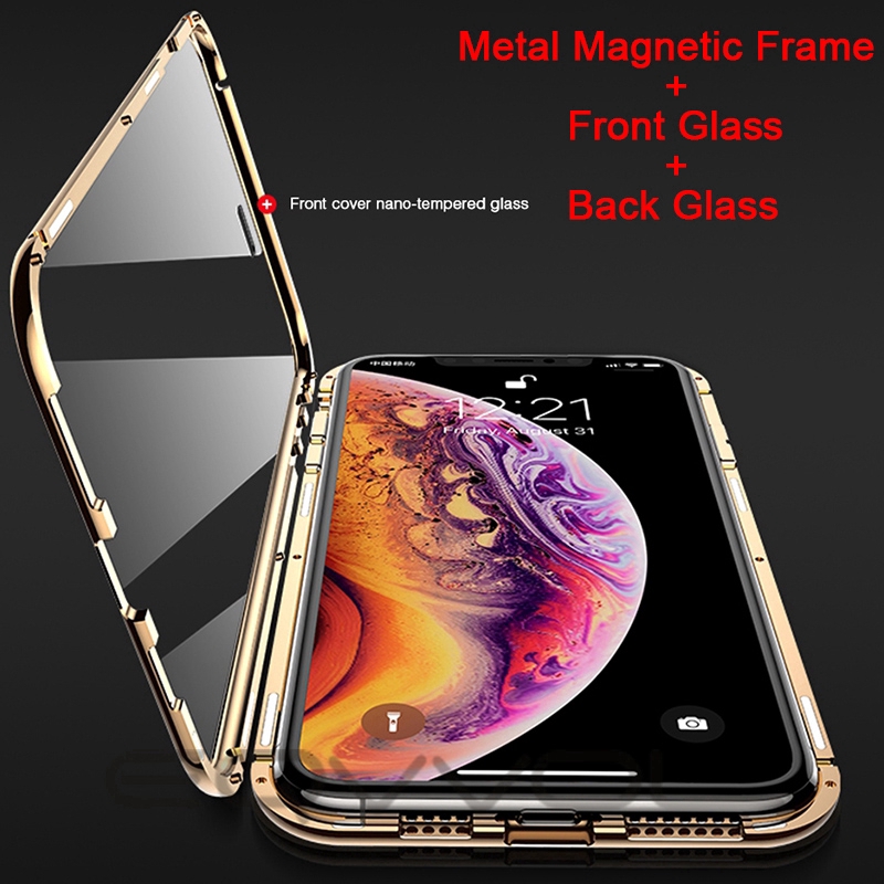 Mặt kính trước và ốp điện thoại TOPEWON bảo vệ hai mặt 360 từ tính thích hợp cho iPhone 11 Pro X Xs Max XR 8 7 6 6s Plus