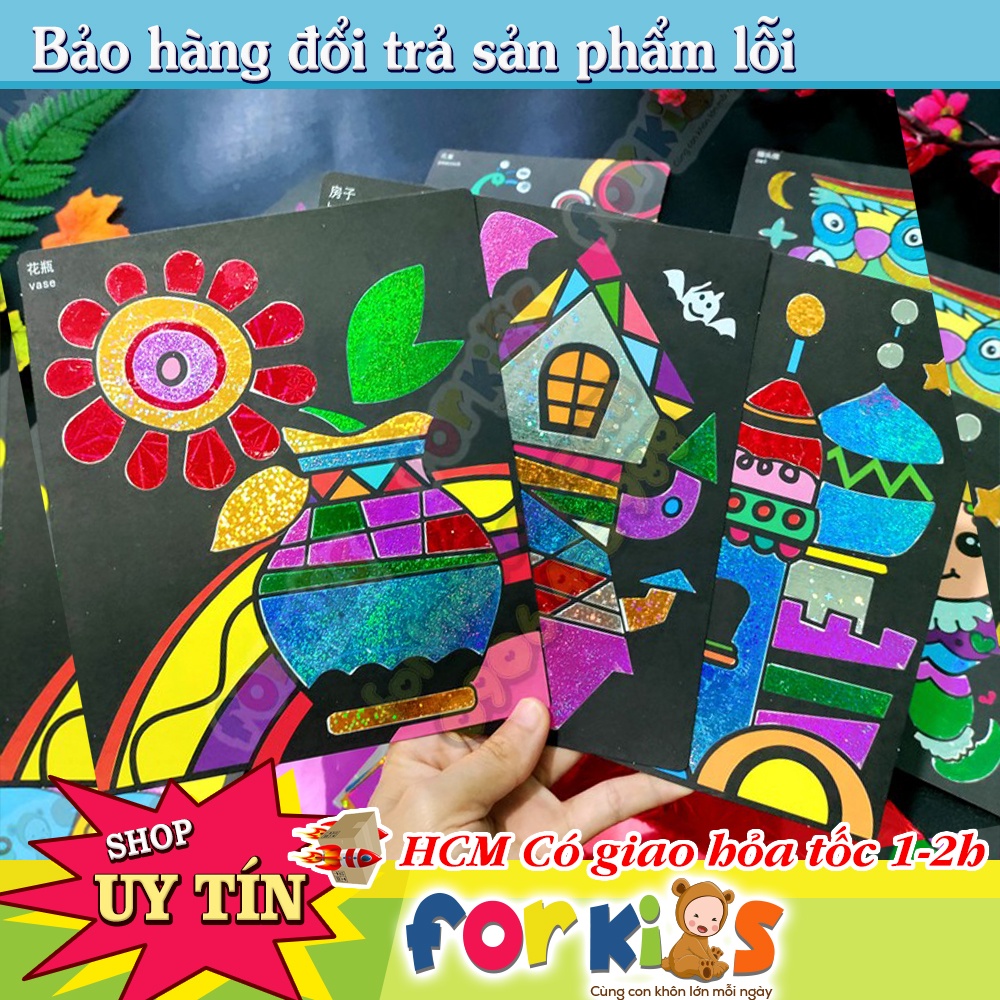 Sét 9 Tranh tô màu ma thuật thần kỳ, tranh trang trí, tranh dán DÀY XINH, tranh giấy thủ công, đồ chơi cho bé