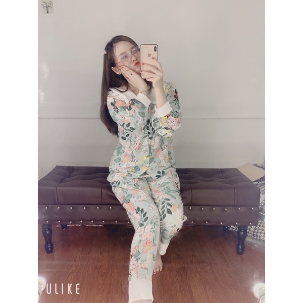 Bộ Pizama mặc nhà cổ sen 2 lá lụa cao cấp💖Bộ Ngủ lụa tay dài quần dài hoạ tiết sang trọng mát [HÀNG CHUẨN] [ẢNH THẬT | BigBuy360 - bigbuy360.vn