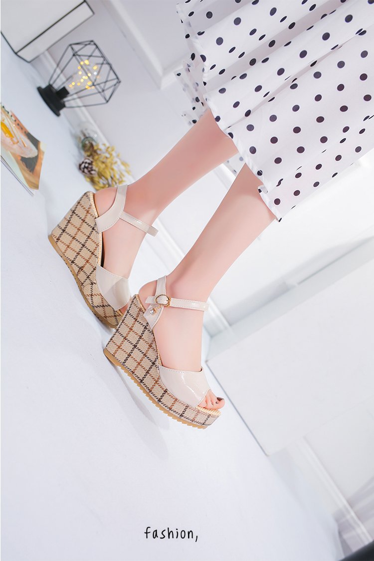 [Giá hủy diệt] [Ảnh Thật] Sandal Nữ Đế Xuồng 2 Mảnh Đế Nguyên Khối Caro 10,5cm Thời Trang Hàn Quốc