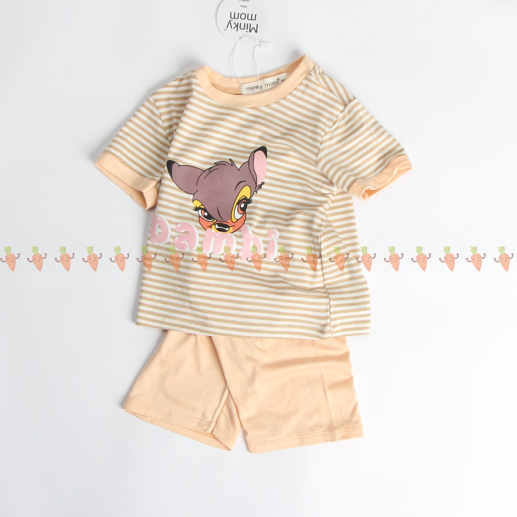 [SALE] Bộ Cộc Tay Minky Mom Kẻ Sọc Vải Thun Lạnh Họa Tiết Hoạt Hình Cho Bé Trai, Bé Gái, Đồ Bộ Cho Bé Mặc Hè MKM2115