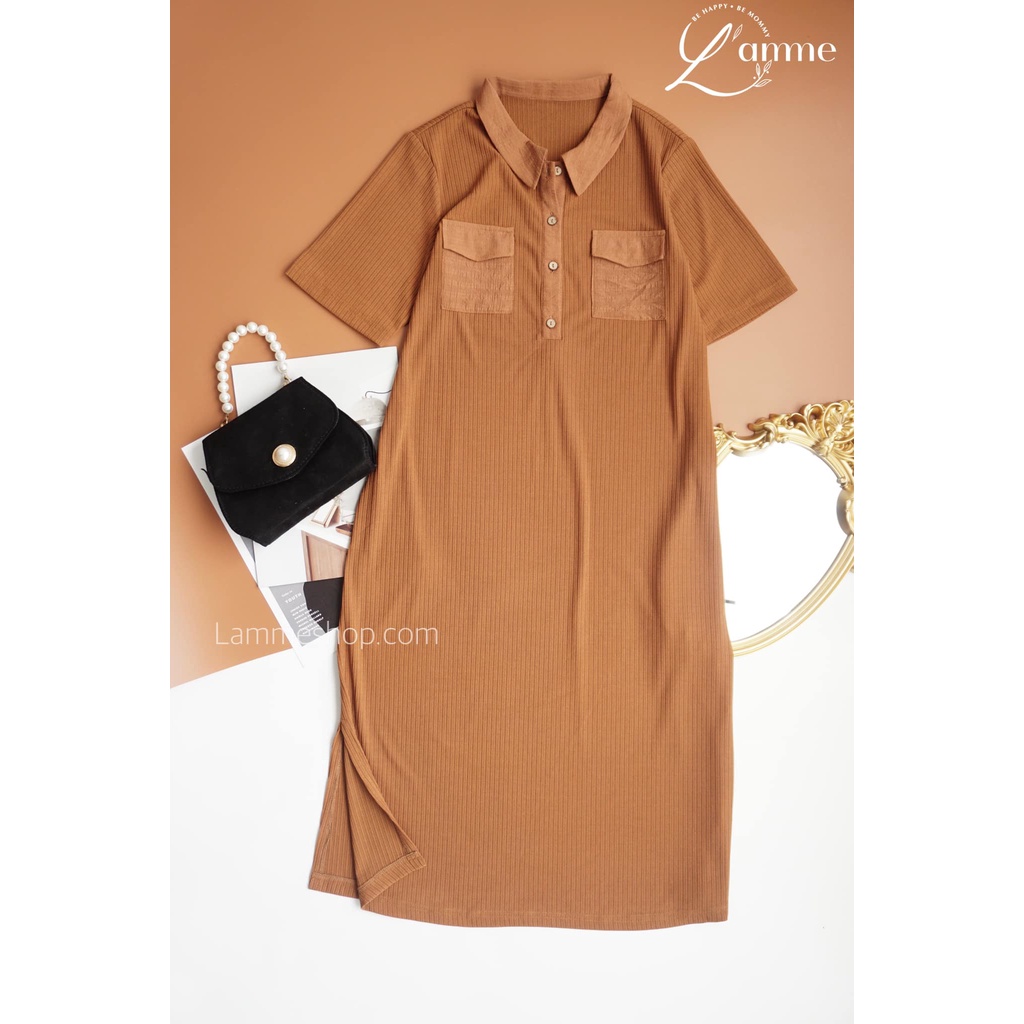 Váy bầu đẹp Lucie Dress dáng thể thao chất cotton có cúc tháo rời được thiết kế bởi LAMME
