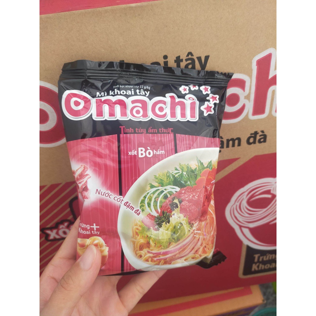Mì OMACHI Sốt Bò Hầm Khoai Tây Ăn Liền DATE MỚI