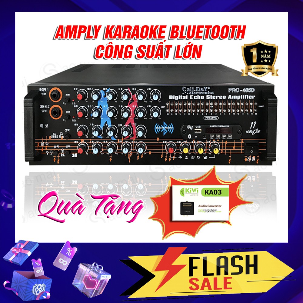 Ampli karaoke Amply nghe nhạc gia đình BLUETOOTH PRO-405D Tặng bộ chuyển âm thanh cáp quang KIWI KA03 chất lượng