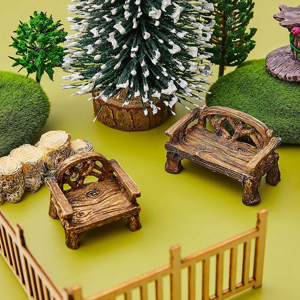 Bộ Mô Hình Ghế Công Viên Mini Bằng Nhựa Resin Dùng Trang Trí Tiểu Cảnh DIY