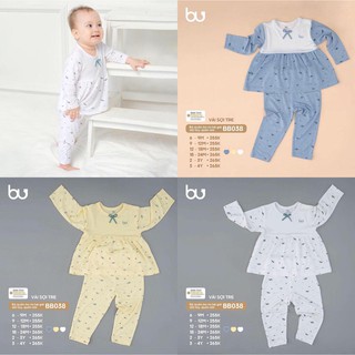 BU - Bộ quần áo nơ bé gái, dài tay, quần dài