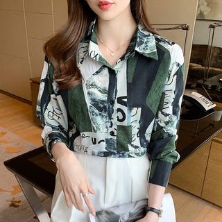 Áo sơ mi voan tay dài vintage cho nữ
