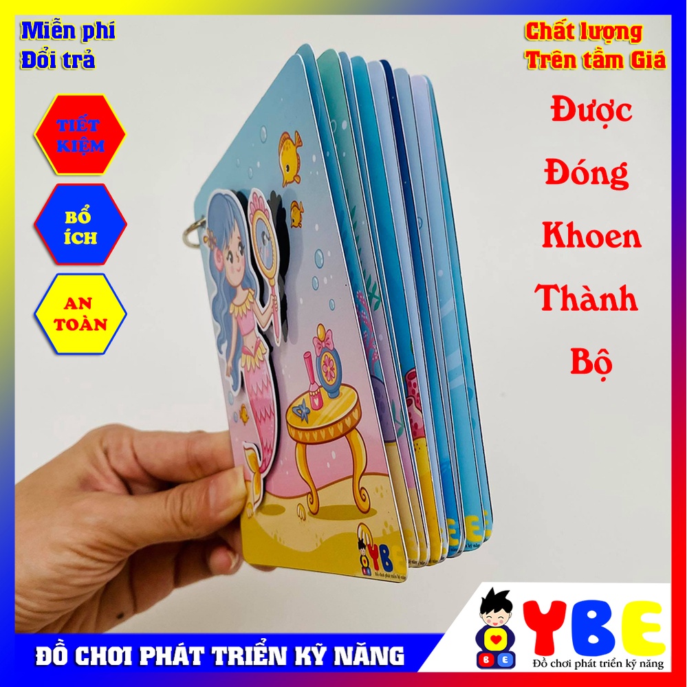 Bộ trò chơi học liệu bóc dán hình Nàng tiên cá vừa chơi vừa học Đồ chơi phát triển kỹ năng dụng cụ giáo dục Montessori
