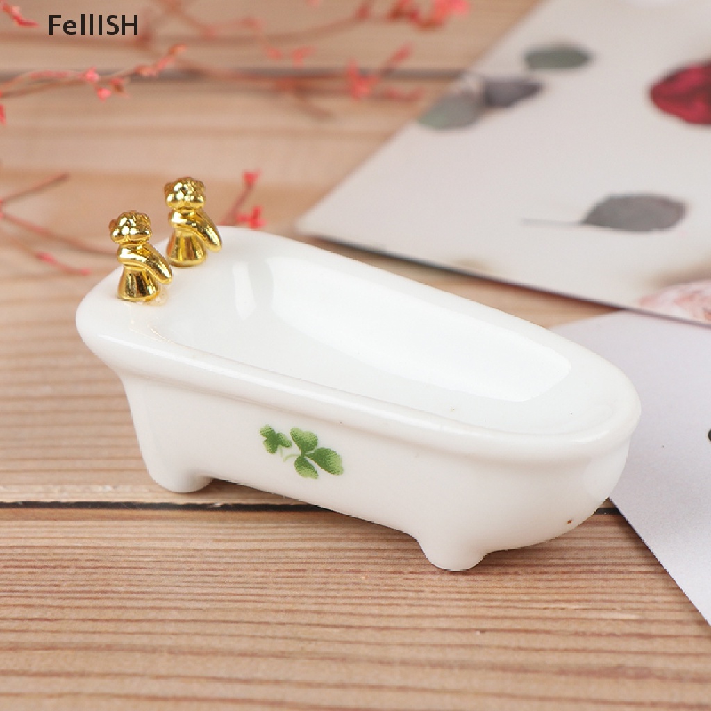 Set 3 Món Đồ Dùng Nhà Tắm Bằng Sứ Tỉ Lệ 1: 24 Độc Đáo Cho Nhà Búp Bê 439br