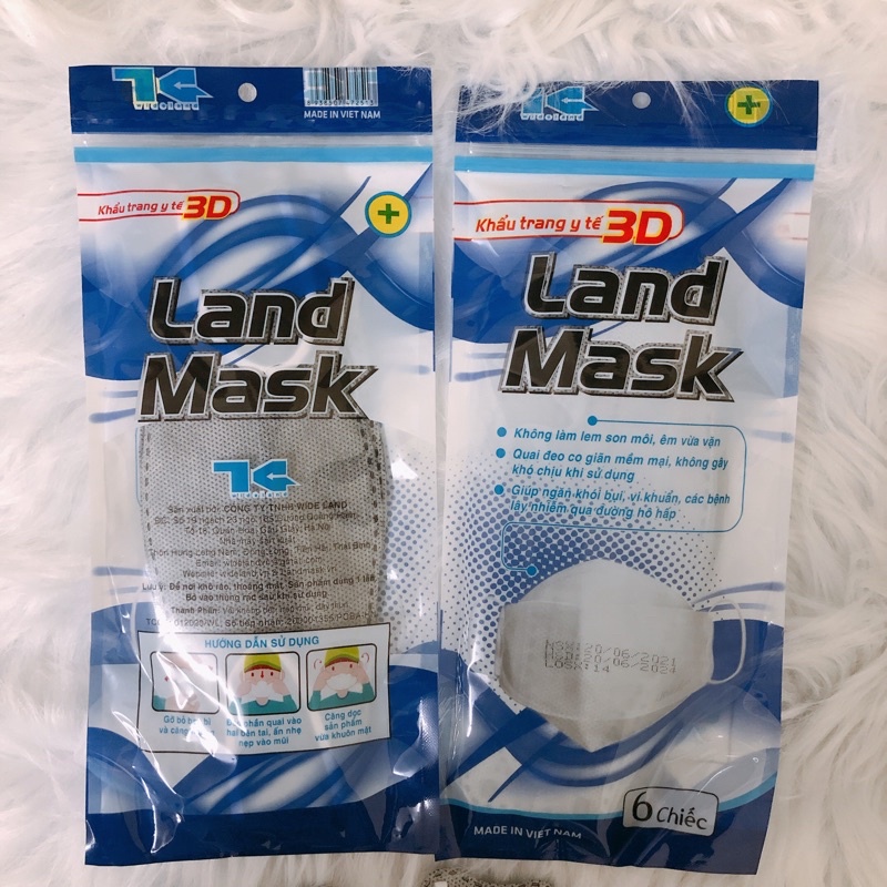 KHẨU TRANG 3D LAND MASK túi 6 cái | KF74 HÀN QUỐC | Style korea |