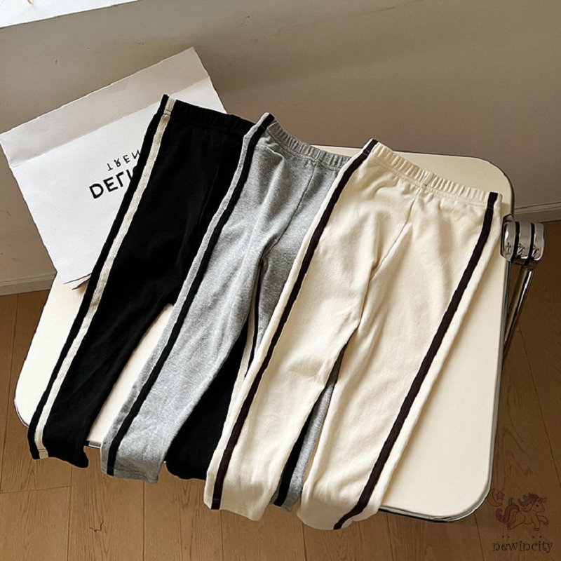 Quần Legging Thể Thao Họa Tiết Kẻ Sọc Chất Liệu Thân Thiện Với Da Phong Cách Hàn Quốc Cho Bé Gái