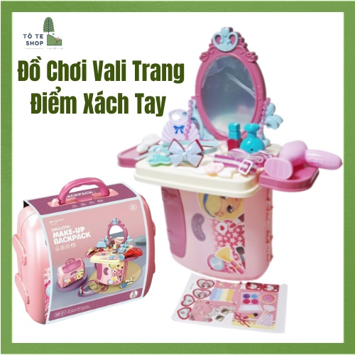 Vali trang điểm cho bé, đồ chơi trang điểm cho bé gái, bộ trang điểm xách tay an toàn để bé thỏa sức vui chơi