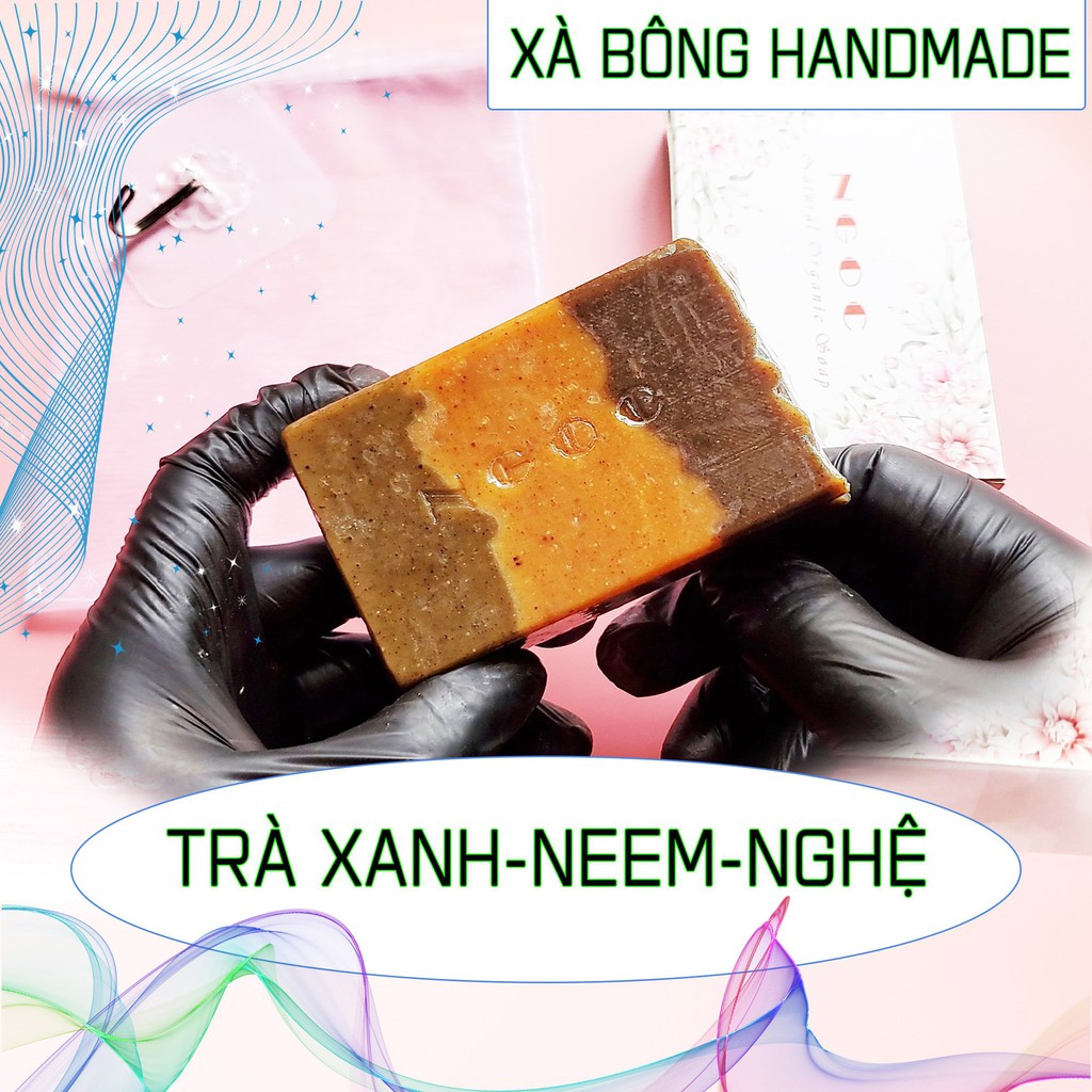 Xà phòng hữu cơ handmade. Ngừa mụn lưng hiệu quả. Tặng túi lưới tạo bọt, tặng móc treo xà phòng.