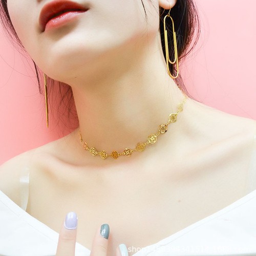 Dây Chuyền Choker Hoa Titan Không Đen TT 2416