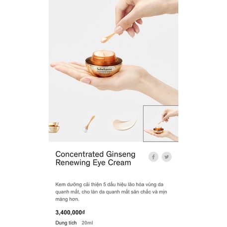 Sulwhasoo Kem Mắt Nhân Sâm Concentrated Ginseng Renewing Eye Cream  Kem Mắt Cải Thiện 5 Dấu Hiệu Lão Hóa Da Vùng Mắt 5Ml