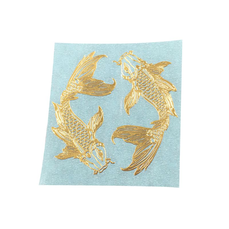 Set 2 cặp miếng dán hình cá chép bằng kim loại màu vàng làm đồ trang sức điện thoại DIY