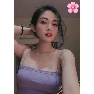 Áo thun nữ VYLINHSHP Áo 2 dây màu tím len tăm body 2s croptop dáng ngắn xinh nữ