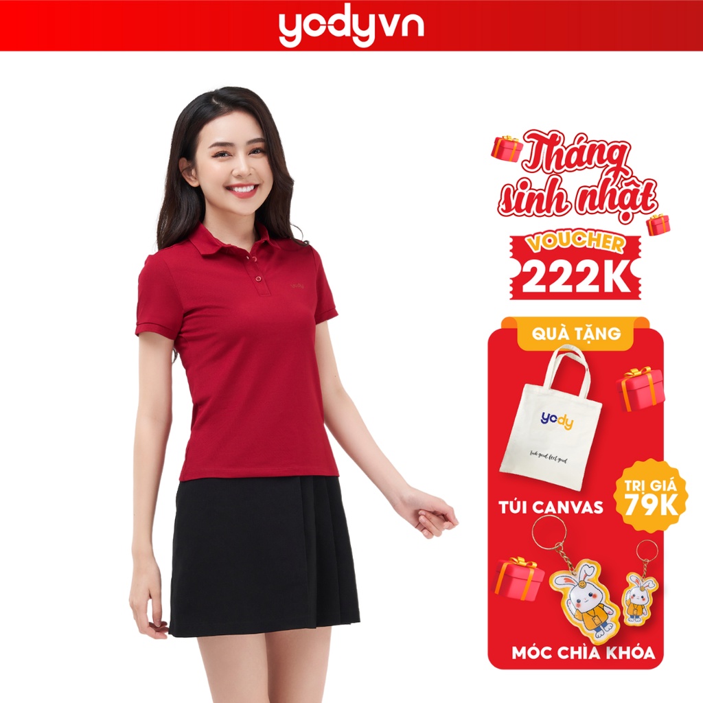 Áo polo YODY nữ chất vải cotton thoáng mát thấm hút mồ hôi thời trang công sở APN5388
