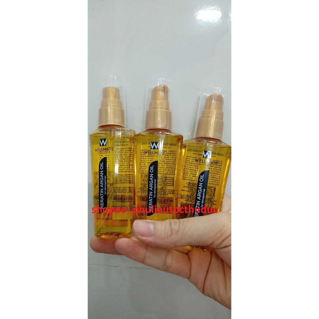 Combo 3 chai Wellmate Keratin tinh dầu vàng phục hồi tóc hư tổn 60ml - Bảo hành hàng chính hãng, hàng bể vỡ