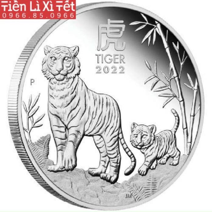 Cặp đồng Xu hình con hổ cọp vàng bạc 2022 tặng kèm hộp đựng may mắn