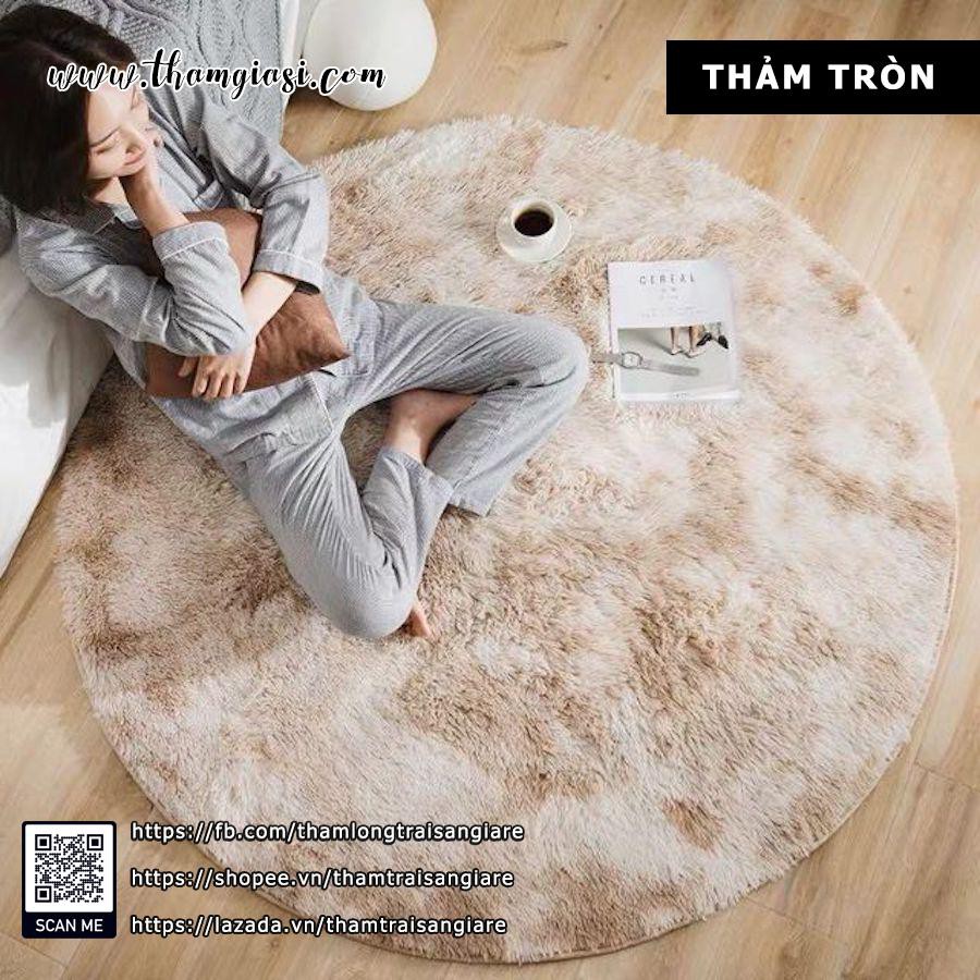 [Nhiều Màu Thảm lông tròn trải phòng khách, phòng ngủ ( có đế cao su chống trượt)