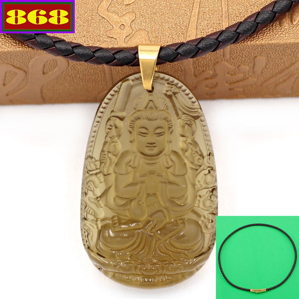 Vòng cổ dây da Thiên Thủ Thiên Nhãn - Hộ mệnh tuổi Tý - Đá 5 cm DDNEBOBN8