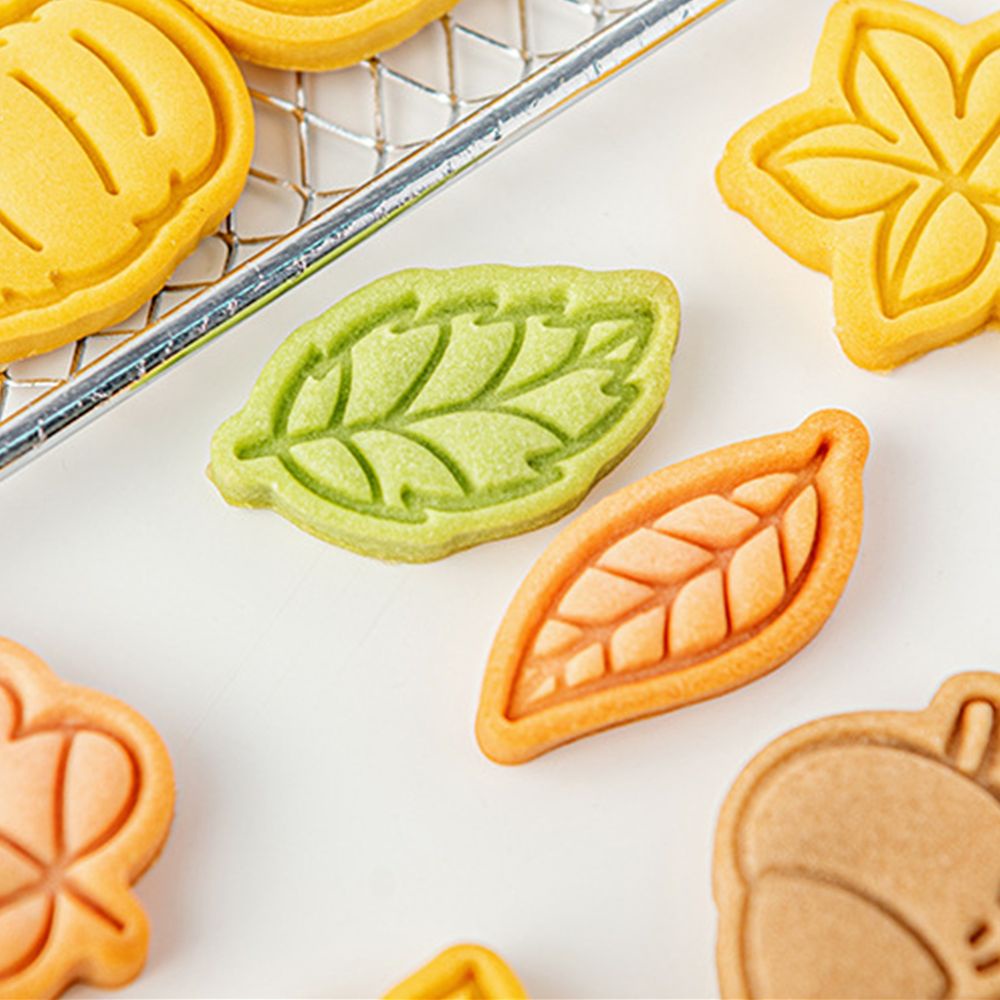 CONOPERY Khuôn dập nổi họa tiết lá cây/bí ngô/bí ngô/bí ngô/bí ngô/bánh quy mới