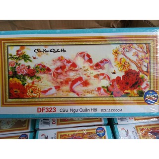 Tranh đính đá cửu ngư quần hội DF323