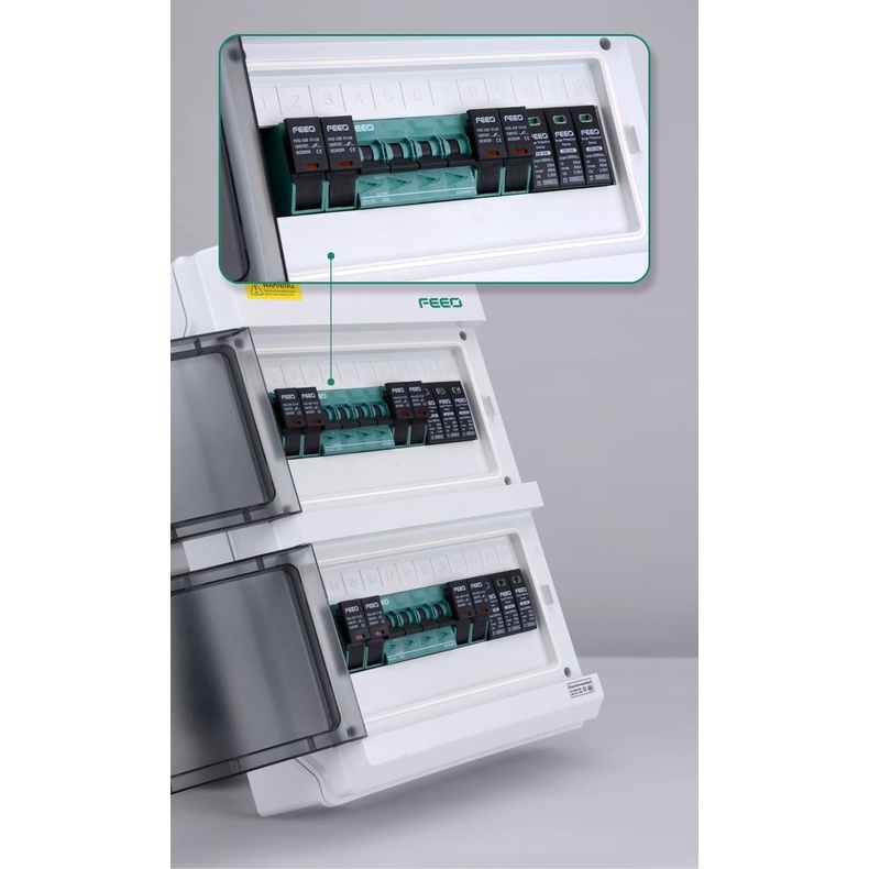Vỏ tủ điện nhựa 24 đường FHVB-24 hãng FEEO âm tường cho hệ thống điện mặt trời