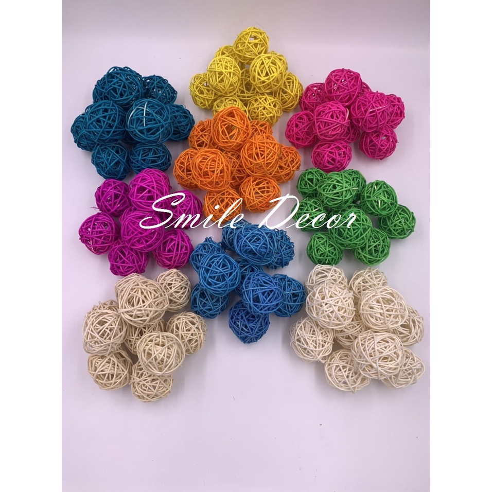 Quả cầu mây 5cm Smile Decor dùng trang trí cây thông Noel , Giáng sinh , sân vườn , làm phụ kiện chụp ảnh (nhiều màu