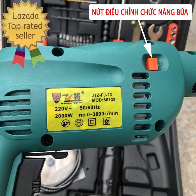 Bộ máy khoan 2000w Công suất khủng - Khoan tường đa năng, khoan bê tông, khoan gỗ, khoan sắt CÓ BÚA