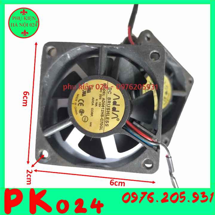 Bộ 2 Quạt Tản Nhiệt Brushless 12V Tốc Độ Cao 6x6x2cm 0.16A