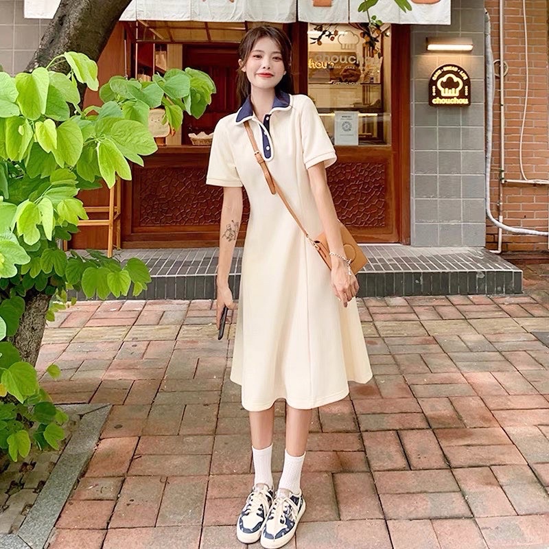 Váy polo dáng dài xoè nữ sinh Hàn Quốc ulzzang