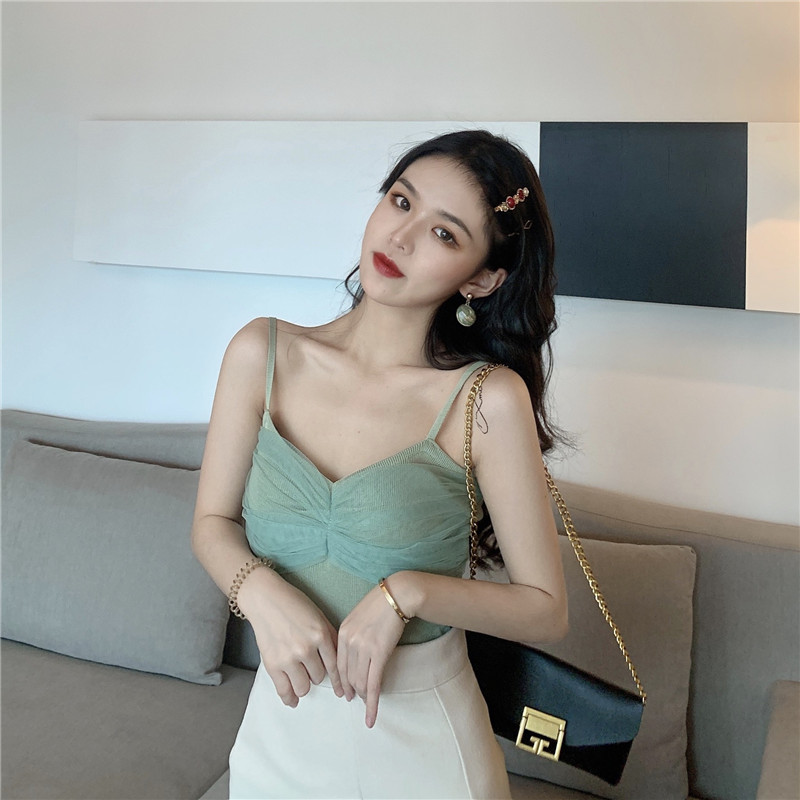 Áo dệt kim không tay dáng ôm phong cách retro Hàn Quốc dễ phối đồ cho nữ